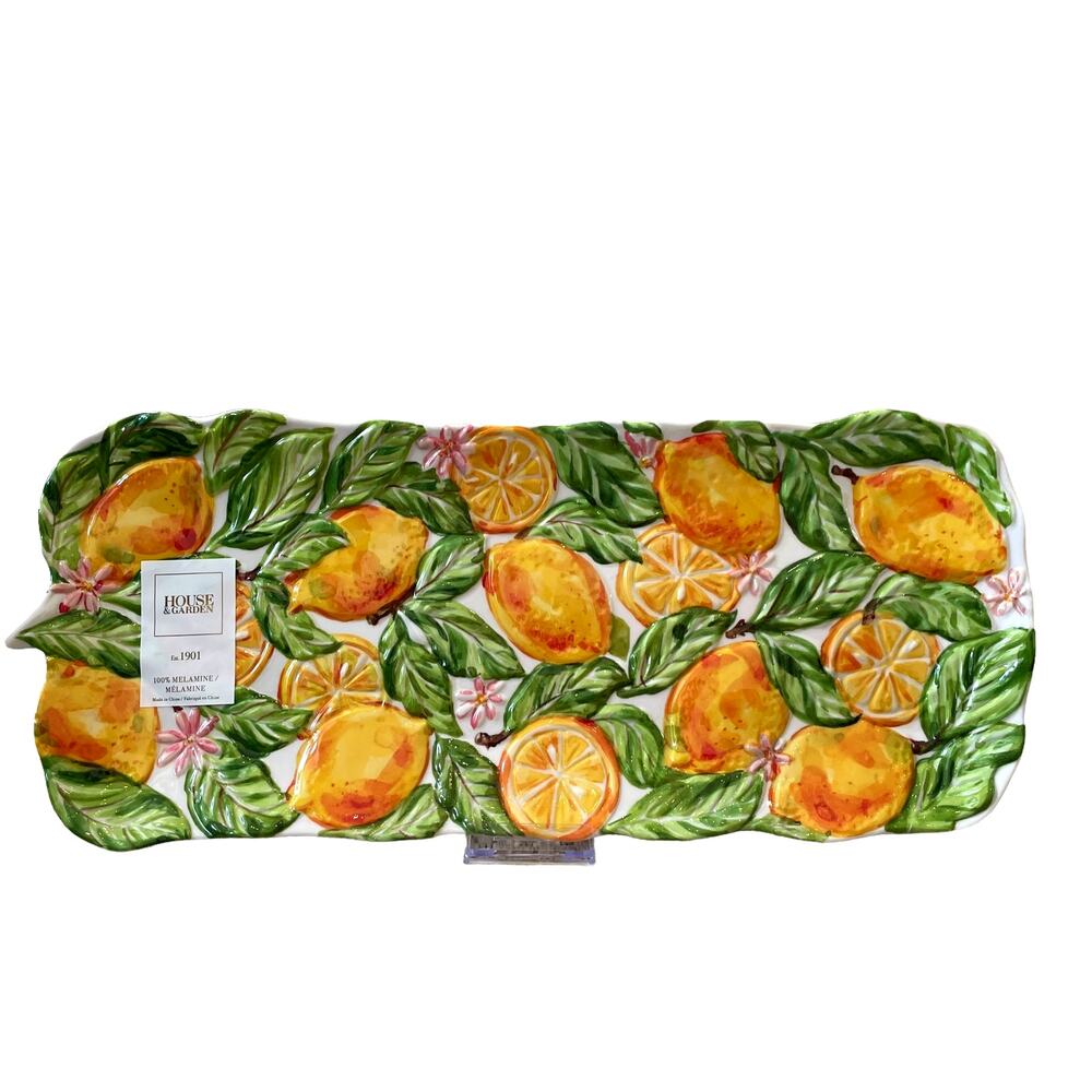 HOUSE & GARDEN Melamine Tuscan Lemon Blossoms LARGE Serving Tray NEW